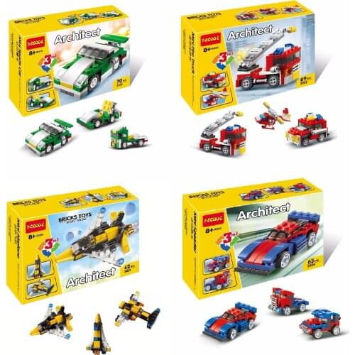 DECOOL 3101-3104 mini car 3D DIY Figures toys for children educational building blocks Birthday Gifts Christmas