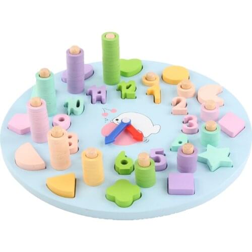 Preschool Wooden Toys Baby Montessori Toys Early Education Teaching Aids Digital Clock Count Geometric Shape Matching Math Toys