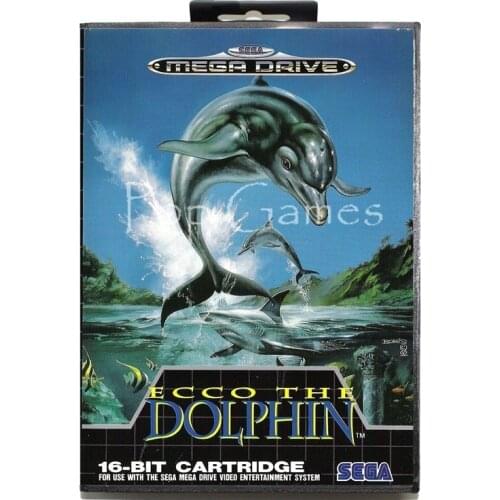 Ecco the Dolphin with Box for 16 bit Sega MD Game Card for Mega Drive for Genesis Video Console