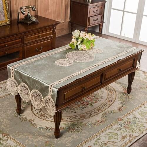 European Velvet Embroidery Circle Rectangular Tablecloth Hotel Villa Home Coffee Table Luxury Cover Cloth Banquet Party Tapete