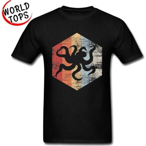 Octopus Design Retro Top T-shirts steven universe Fathers Day stranger things Men Tshirts 100% Cotton Fabric Clothing Shirt