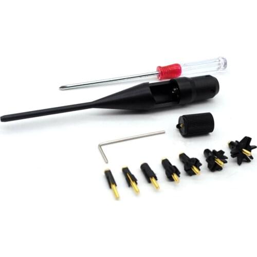 Tactical Rifle Red Dot Laser Bore Sight Collimator 7 Bore Adjustable Adapters To Fit Any 0.177 to 0.780