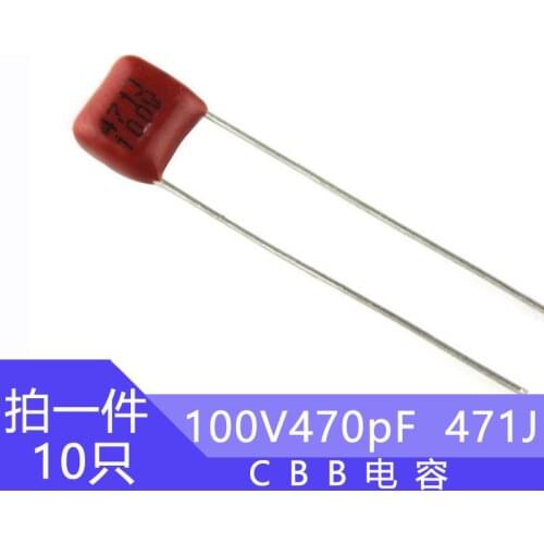 CBB capacitance 100v470pF Foot pitch 5mm 100v470pF Film capacitor 471J