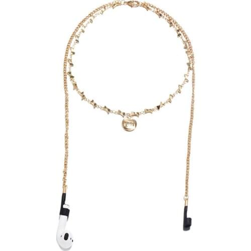 Wholesale Airpods Anti Lost Anti Dropping Love Round Pendant Necklace For Airpods Gold Color Chain Jewelry Accessories Gift