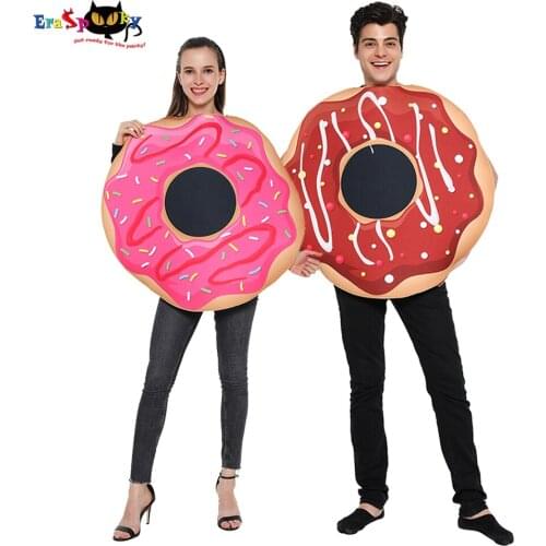 Eraspooky Sweet Donut Couple Cosplay Halloween Costume For Adult Women Christmas Doughnut Funny Food Fancy Dress Party Outfits