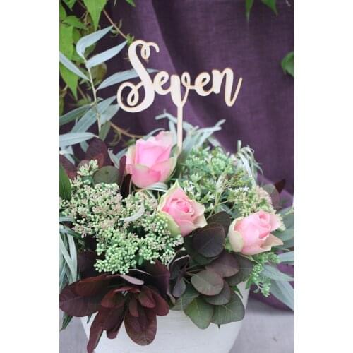 Laser cut Wood Wedding table numbers Wooden table number names Flower decor for wedding table Cutout table numbers Wedding tab