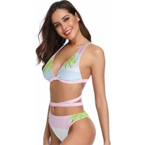 Summer Swimwear Women Sexy Bikinis 2019 Floral Print Bathing Suit Women High Waist Bikini Push Up Bandage Swimsuit Women