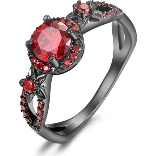 MIQIAO Black Gold Plate Color Round Crystal Zircon Luxury Boho Vintage Rings for Women Couple Friends Gift Fashion Jewelry Bague