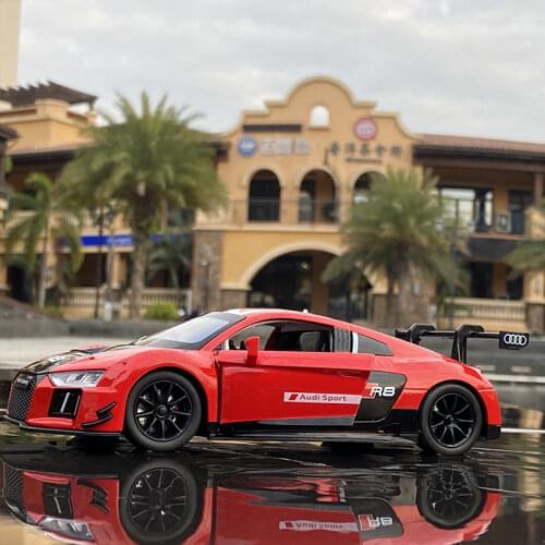 1:24 Le Mans AUDI R8 Alloy Track Racing Car Model Diecasts Metal Toy Sports Car Model Sound Light Collection Childrens Toy Gift