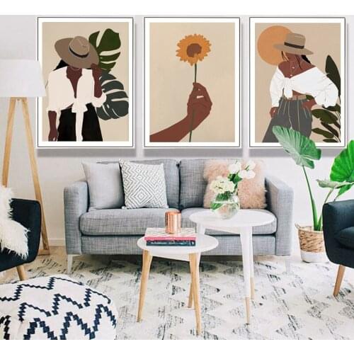 Fashion Vintage Girl Wall Art Canvas Painting Nordic Minimalism Posters and Prints Wall Pictures for Living Room Home Decor