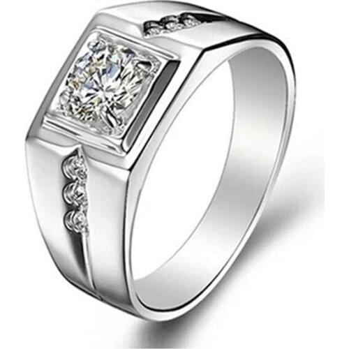 Hot Sale Jewelry Alloy Silver Plated Diamond Mens Ring Mens Domineering Trendy Wedding Ring Birthday Gift