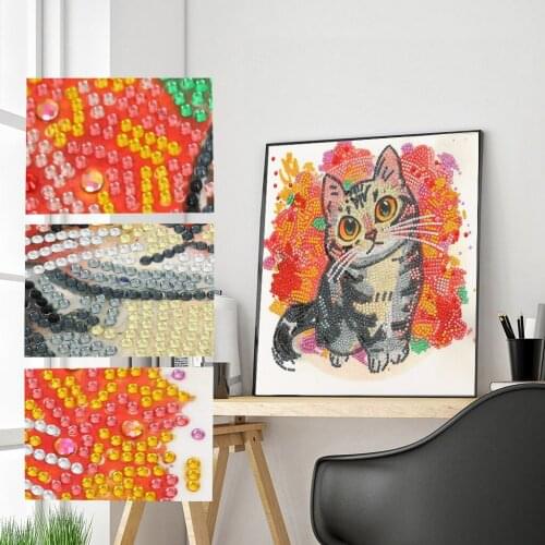 5D DIY Special Shaped Diamond Painting Cat Cross Stitch Mosaic Wall Craft Kits Fashionable Liberal and Lovely Appearance Decor