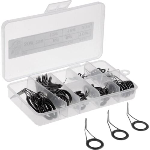 75pcs Rod Repair Kit Mixed Size Fishing Rod Guide Ring Stainless Steel Frame