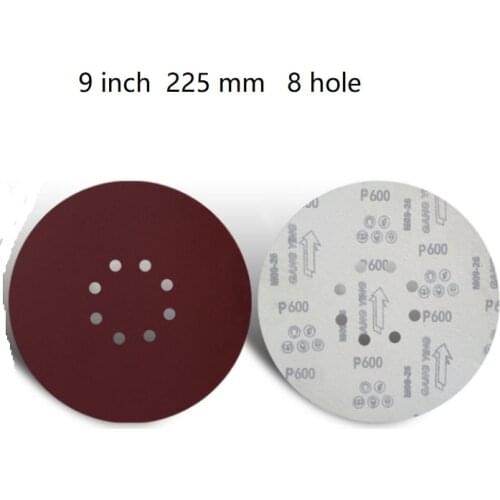 10pcs 225mm Flocking sandpaper with 8 hole Wall polishing Abrasive paper 60#-400# for metope grinding machine