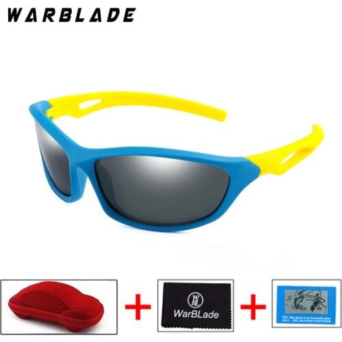 WarBlade 2020 TR90 Polarized Kids Sunglasses with Case Children Silicone Safety Sun Glasses Gift Set For Baby Boys Girls Oculos