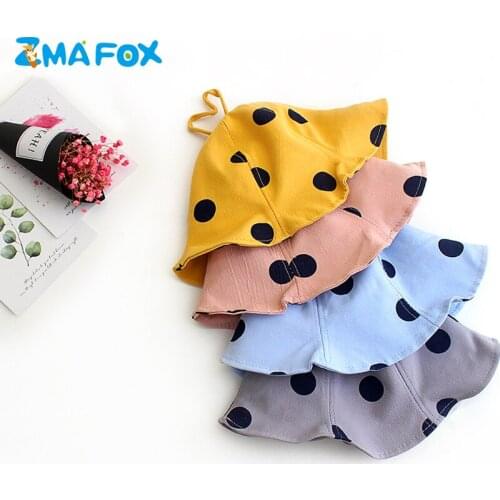 Kids Fashion Polka Dot Bucket Hats Women Baby Girl Cotton Fisherman Fedora Hat Children Soft Outdoor Sun Helmet Basin Cap