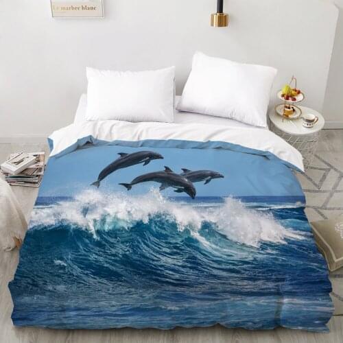 3D Duvet cover Quilt/Blanket/Comfortable Case Luxury Bedding 135 140x200 150x200 220x240 200x220 for Home Animal dolphin blue
