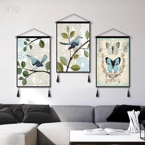 Simplicity Style Nordic Modern Plants and Bird Retro Poster Canvas Painting Wall Decor Wall Art Picture Room Decor Home Decor