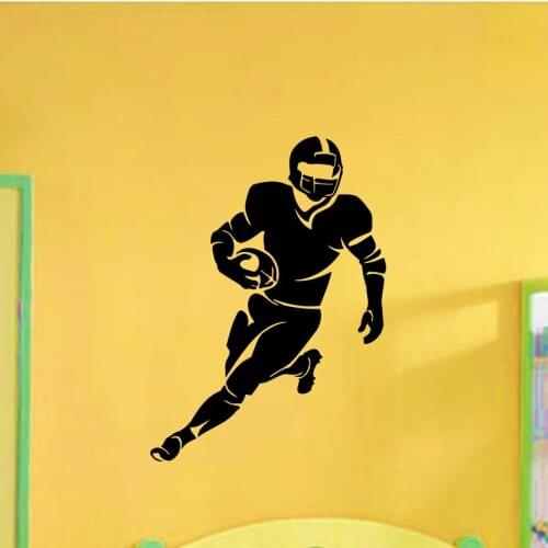 Rugby Player Running Pattern Special Wall Decals Home Livingroom Cool Handsome Decor Vinyl Wall Mural Man Rugby Wallpaper W-483