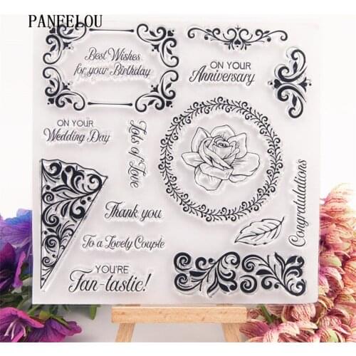 PANFELOU Romantic lace Transparent Silicone Rubber Clear Stamps cartoon for Scrapbooking/DIY Easter wedding New year album