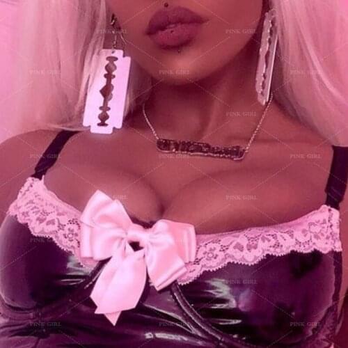 Goth Blade Earrings For Women Plastic Exaggerated Hip Hop Fashion Vintage Punk Earring Charms Y2K Jewelry 90s Aesthetic Gift New