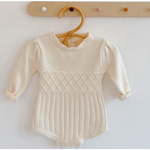 Spring Baby Clothes Girls Romper Autumn Pure Color Long Sleeve Baby Girl Knit Rompers Baby Jumpsuit Baby Clothes