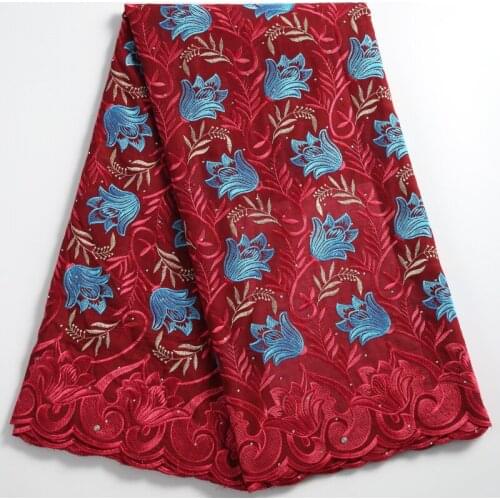 Zhenguiru 2021 Cotton Embroidery Swiss Voile Fabric High Quality African Fabric Bright Diamond Nigerian Fabric For Wedding A2247