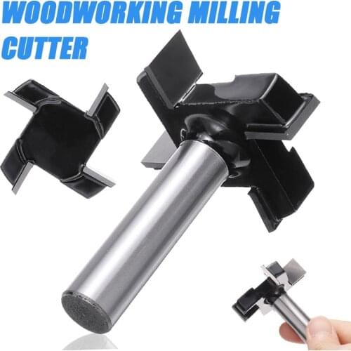 1/2"Shank Carbide Tipped Router Bit Woodworking 4 Flutes T-Shaped Slotting Router Bit Milling Cutter For CNC Spoilboard Surfacin