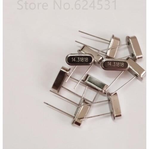 10pcs In-line passive crystal oscillator Inline HC-49S 14.318MHZ resonator