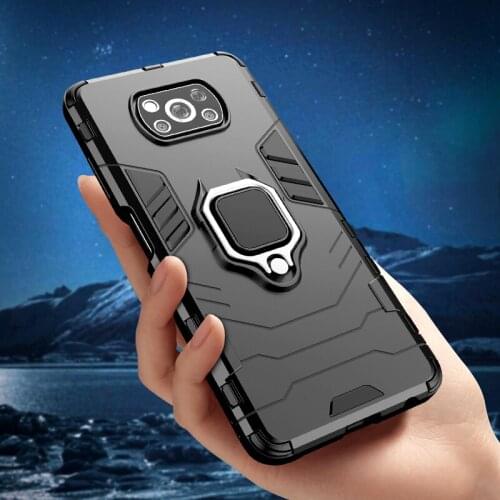 2021 Shockproof Armor Case For Xiaomi POCO F3 X3 NFC M2 F2 Pro X2 M3 M2 Reloaded PocoPhone F1 Finger Ring Holder Silicone Cover