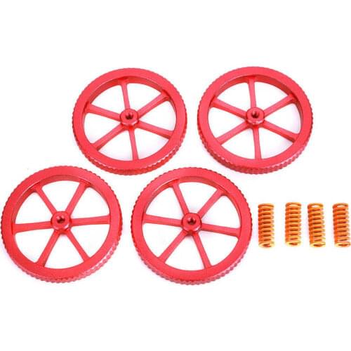 4Pcs Aluminium Alloy Hand Twisted Leveling Nut Set With 4Pcs Yellow Light Load Compression Spring For 3D Printer Ender