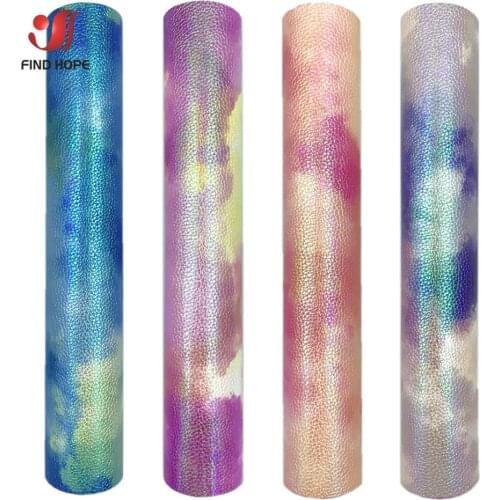 A4/20*120cm Clouds Color Tie-dye Vinyl PU Leather Sewing Waterproof Fabric For DIY Hair Bow Earring Handcraft Decor Material