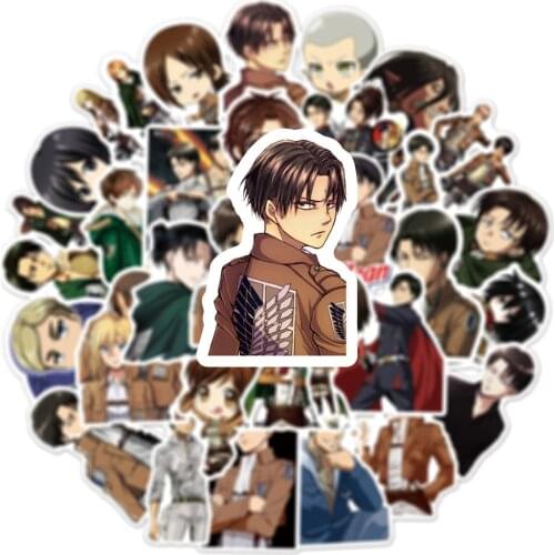 Aot 50PCS Anime Attack on Titan Stickers Eren Jaeger Levi Ackerman Hange Zoe Sasha Braus Sticker Suitcase Props Cosplay Gift