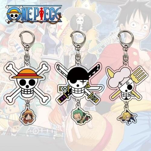 Anime One Piece Keychain Luffy Zoro Sanji Nami Acrylic Key Chain Pendant Anime Prop Accessories Cartoon Key Ring Key Charm Gifts