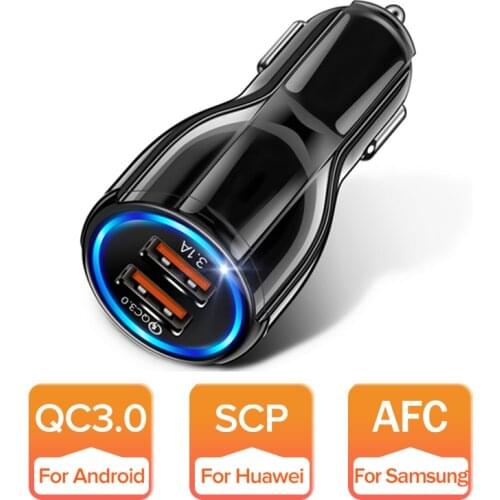696 Vehicle Charger Quick Charge 3.0 Cigar Lighter Dual Usb Qualcomm Qc 3.0 Fast Charging Usb Car Charger