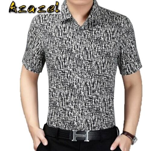 AYUSNUE 100% Silk Summer Shirt Men Short Sleeve Mens Shirts Casual Slim Fit Clothes Shirts Man 2010 Camisa Masculina KJ1941