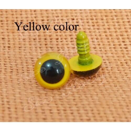 Yellow color safety plastic toy eyes + washer for plush bear doll accessories ---9mm-10mm/12mm/13mm/14mm