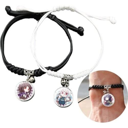 Demon Slayer Bracelet Kimetsu No Yaiba Anime Kamado Tanjirou Charm Weave Bracelet Cosplay Unisex Wristband Jewelry Prop Gifts
