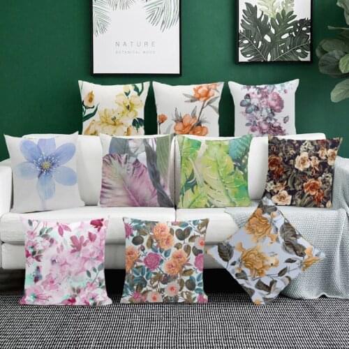Flower Cushion Cover for Living Room Sofa Tropical Linen Decorative Kussenhoes Comfortable Soft Housse de Coussin Home Decor