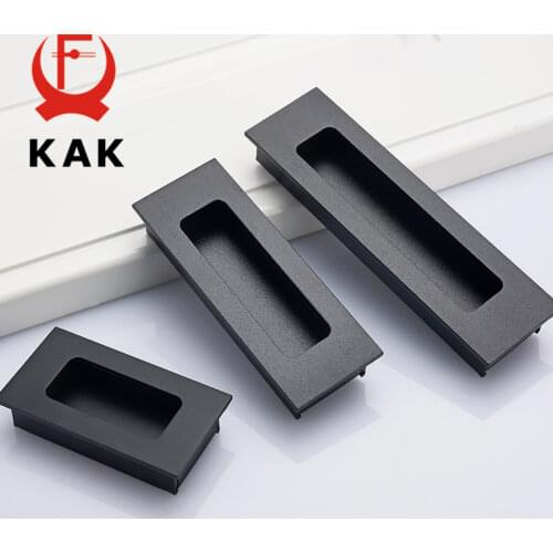 KAK Zinc Alloy Modern Embed Knobs Kitchen Cabinet Cupboard Door Drawer Hidden Handles Wardrobe Hidden Pulls Furniture Hardwre
