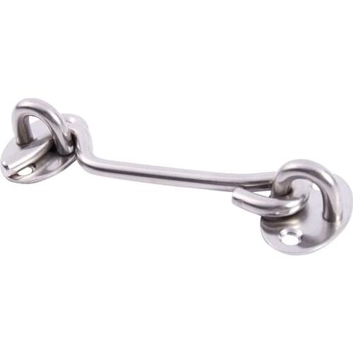 1set Stainless Steel Cabin Hook Eye Shed Gate Door Latch Silent Holder Silver, 4inch
