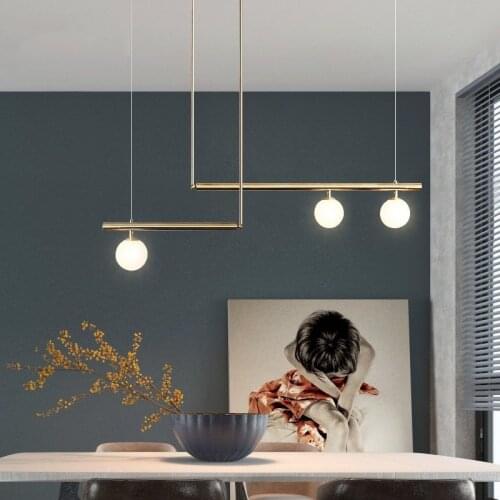 Nordic modern restaurant chandelier designer personality creative simplicity art long dining table cafe bar golden chandelier