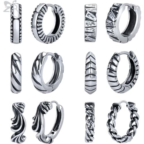 ZS 2pcs/lot 316L Stainless Steel Hoop Earrings For Men Women Kpop HipHop Earring Gothic Punk Rock Circle Earring Vintage Jewelry