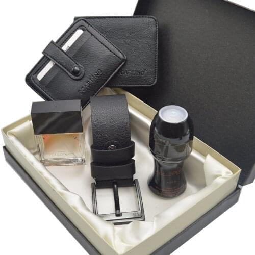 Mens Wallet Set Black - Belt - Wallet - Credit Card Holder - Perfume