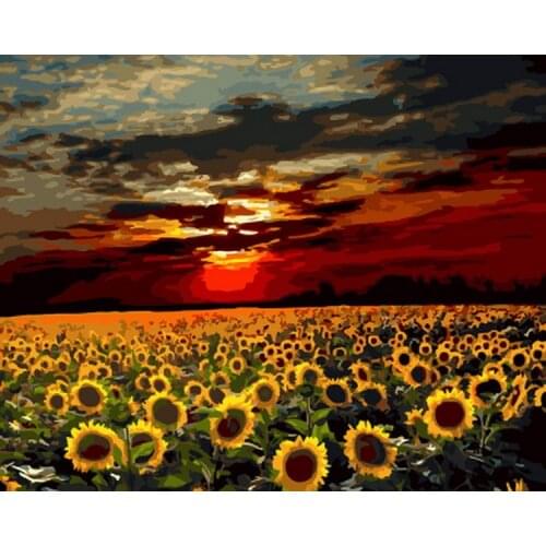 Frameless painting by numbers wall decor diy picture oil painting on canvas for home decor 4050 sunflower field
