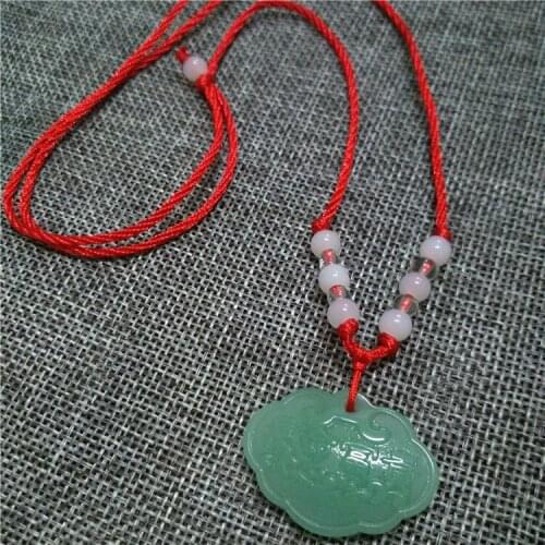 Natural Green Jade Hand-carved Pendant Fine Necklace for Men Jadeite Pendants with Chain Red Fashion Jewelry