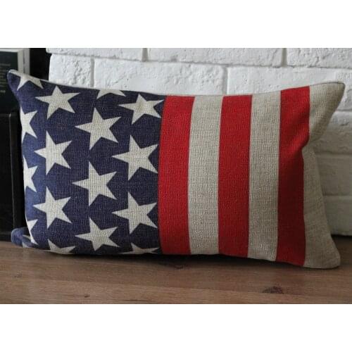 Stars and Stripes pillow cover, American flag cotton linen waist pillow case pillowcase