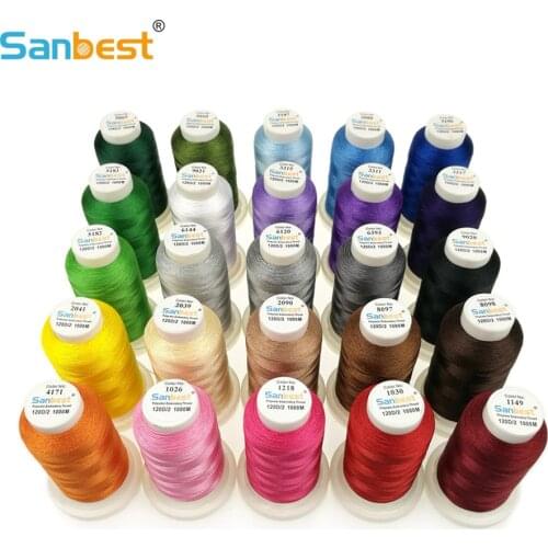 Sanbest High Quality 92 Colors Polyester Embroidery Thread Fliament 120D/2 1000M Brother Singer Machine Sewing Threads TH00027