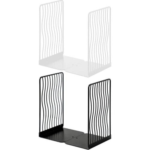 1 Pair Nordic Iron Bookends Book Stand Support Desktop Office Magazine Organizer Non Slip Rack Shelf Holder