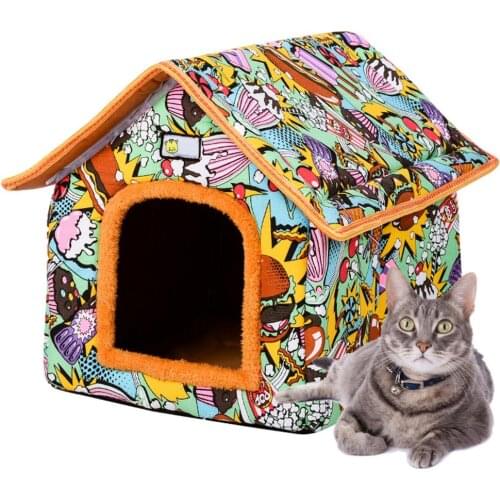 Movable Dog House Pet Outdoor Waterproo Bed Dogs Tent Houses Heated Kitty House Warm Stray Cat Shelter Indoor Puppy Cats Cage